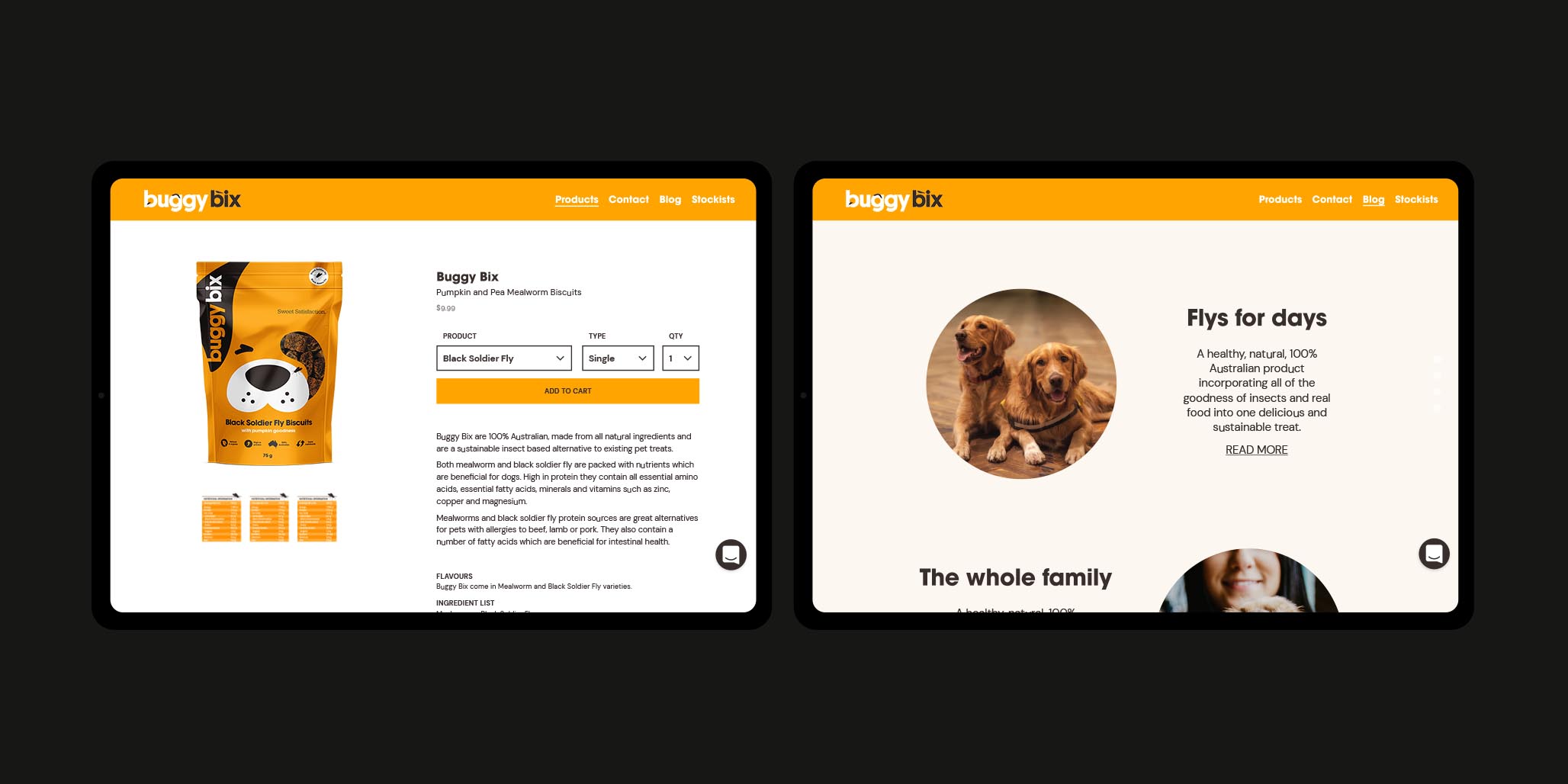 Website Design project image for pet food website design by Percept creative agencies Sydney, case study image E