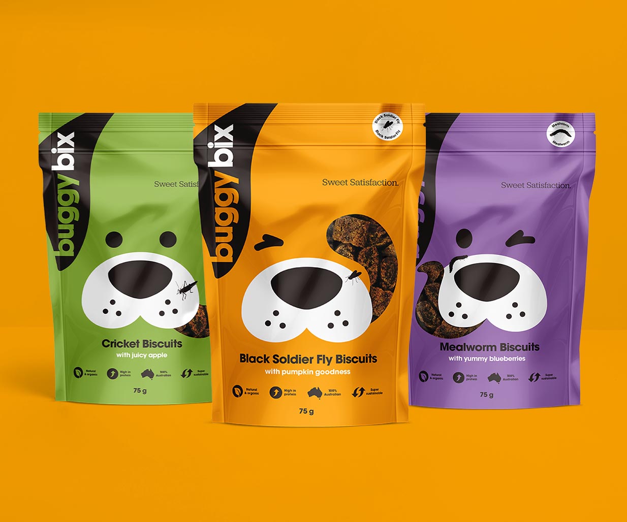 Creative Packaging Design project for pet care products brand Buggy Bix, Sydney, Australia, square image H