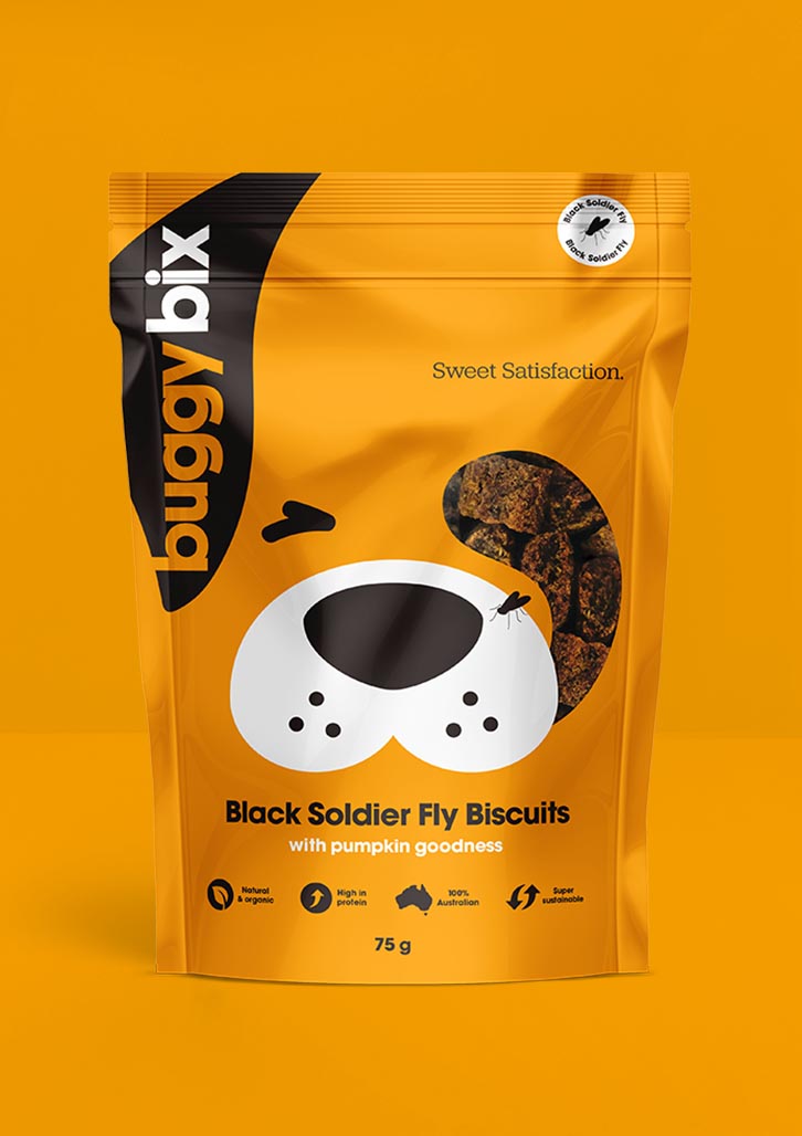 Creative Packaging Design project for pet care products brand Buggy Bix, Sydney, Australia, portrait image I