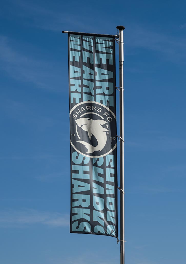 Brand identity agency, Percept, rebrand of Sharks FC - Image P